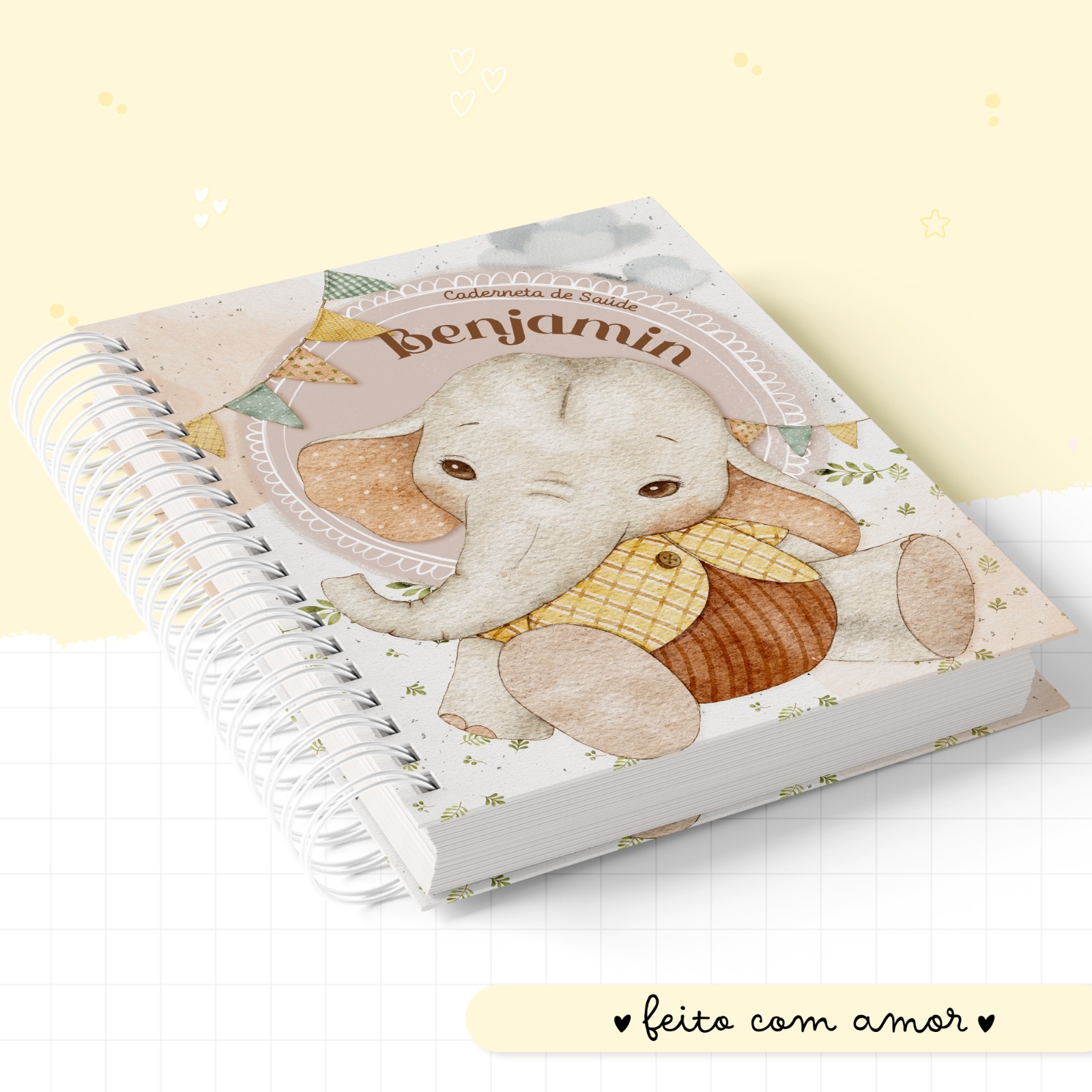 Caderneta de saúde - Baby Elefante Menino