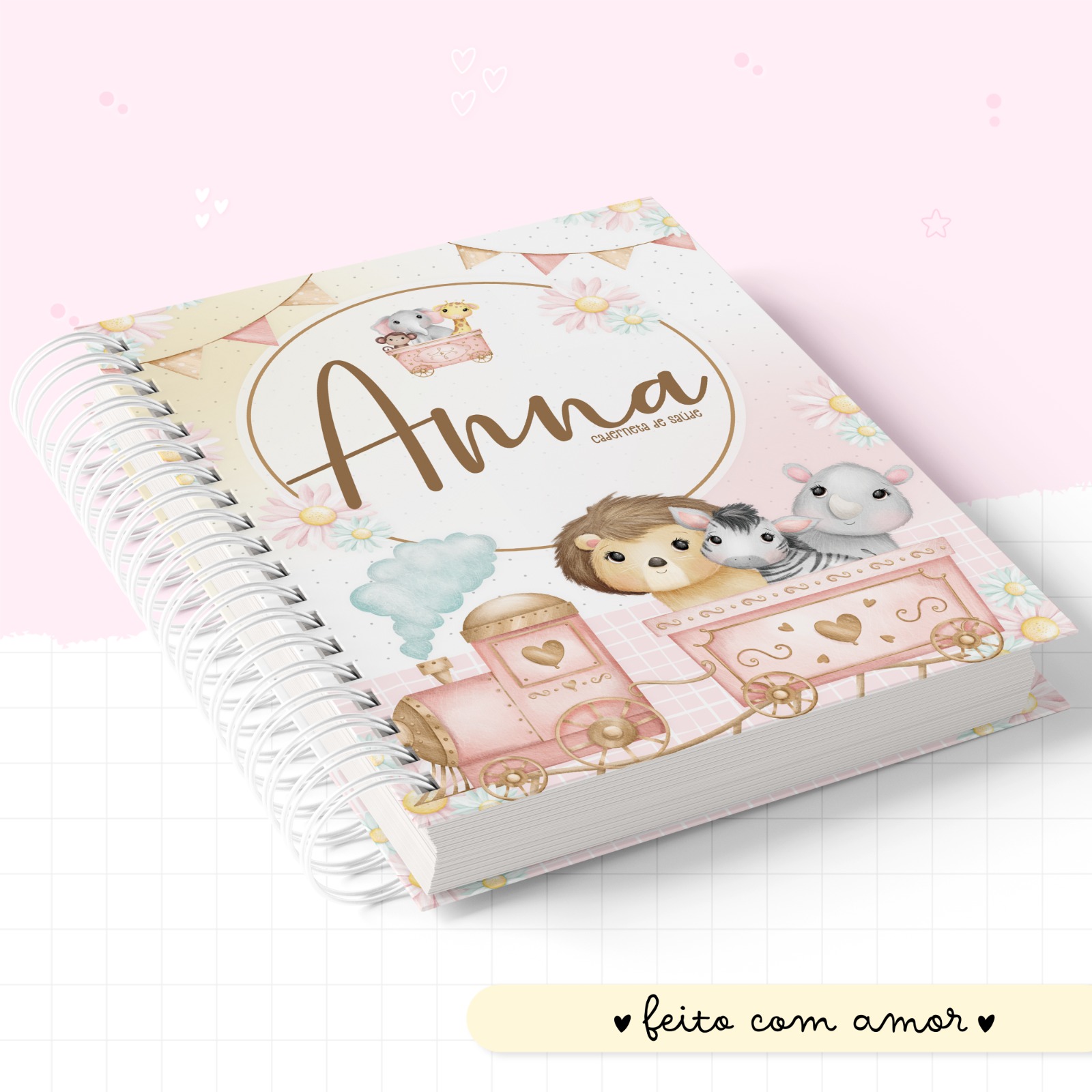 Caderneta de saúde - Trem Animais Menina