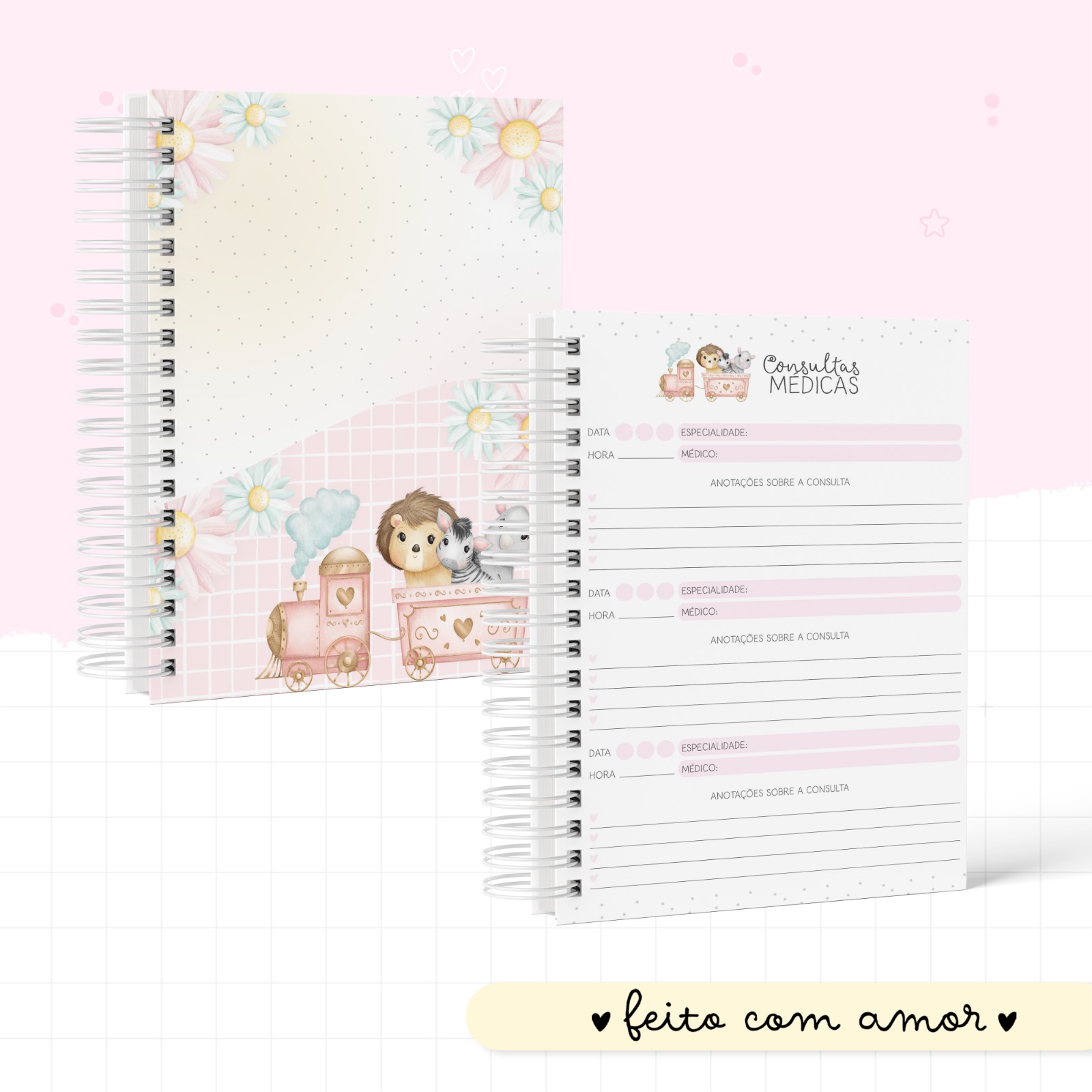 Caderneta de saúde - Trem Animais Menina - Image 3