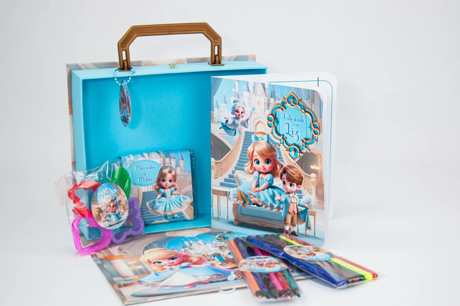 Maleta Cartonada com Kit colorir e massinha - Imagem 2